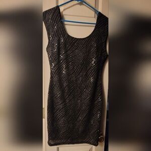Black Shimmering Bodycon Dress Size 4-6